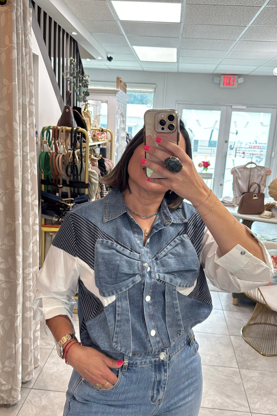 Stripe & Denim Jacket