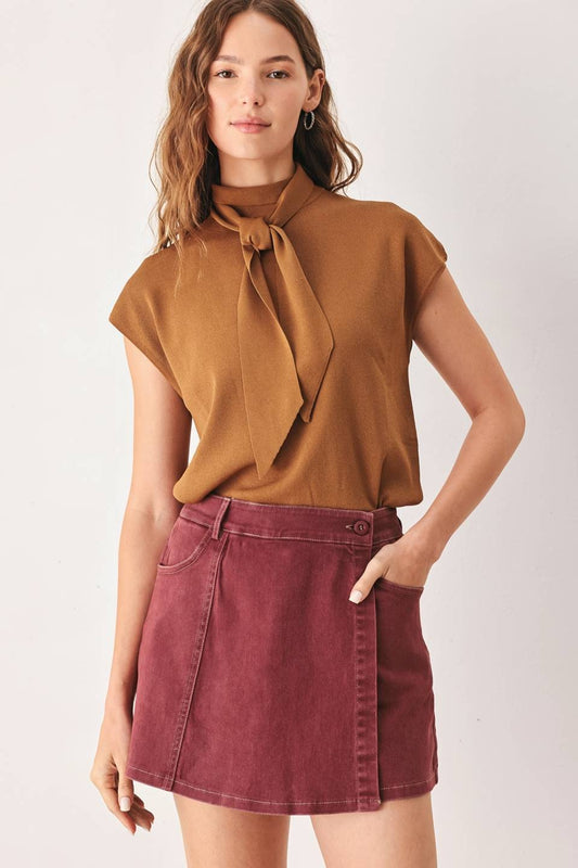 Wine Denim Skort