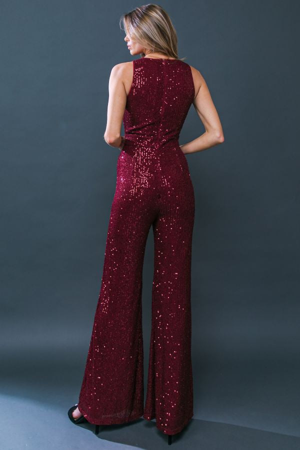 Burgundy Sequin Jumpsuit