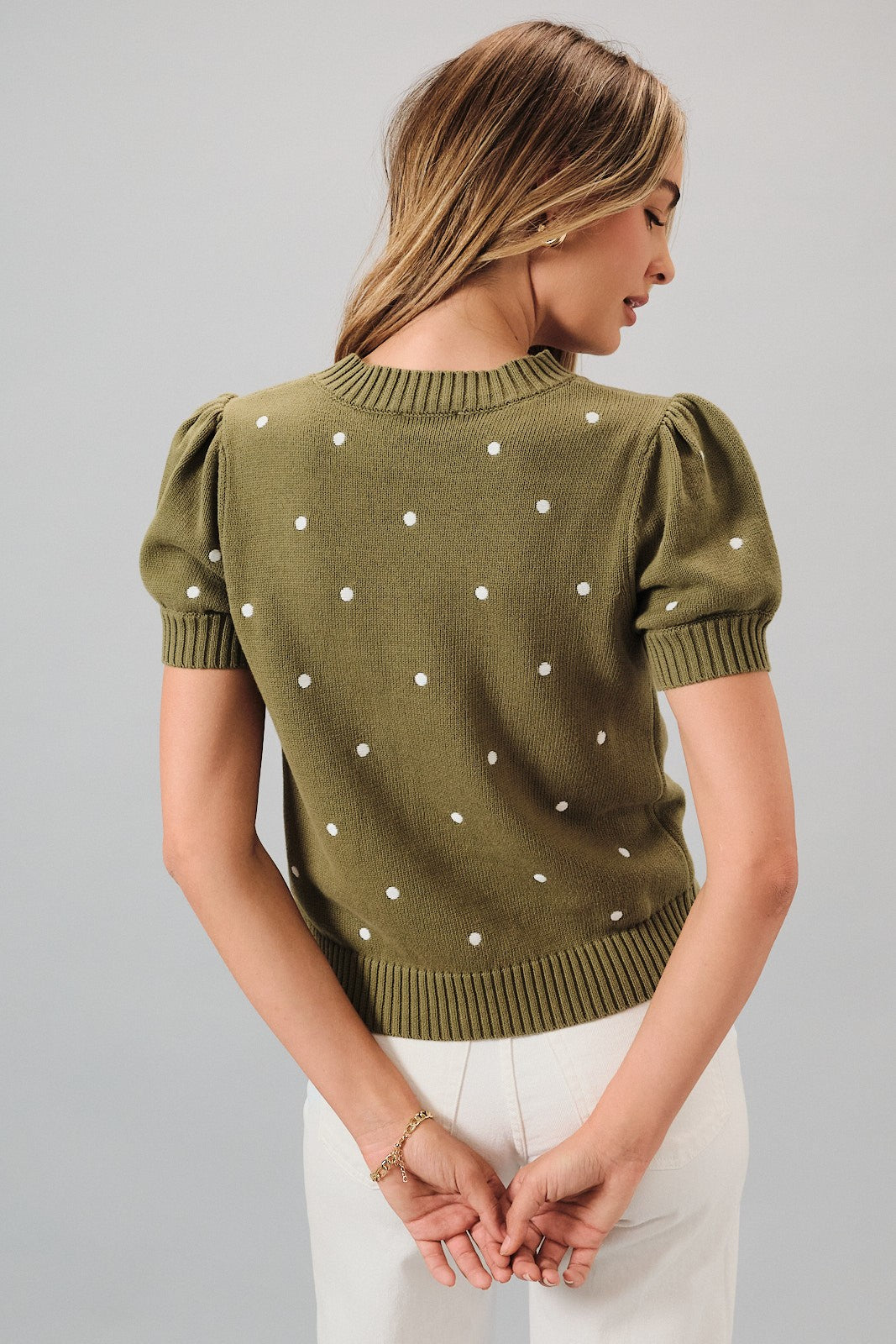 Olive dot sweater top