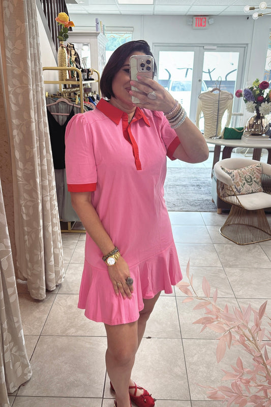 Contrast collared dress