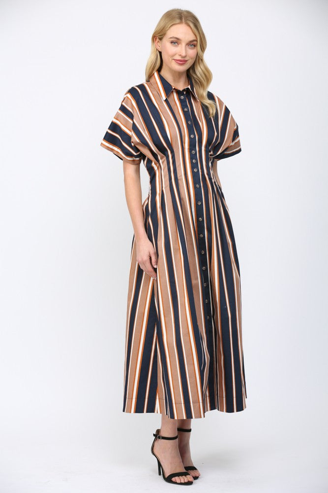 Navy stripe midi dress