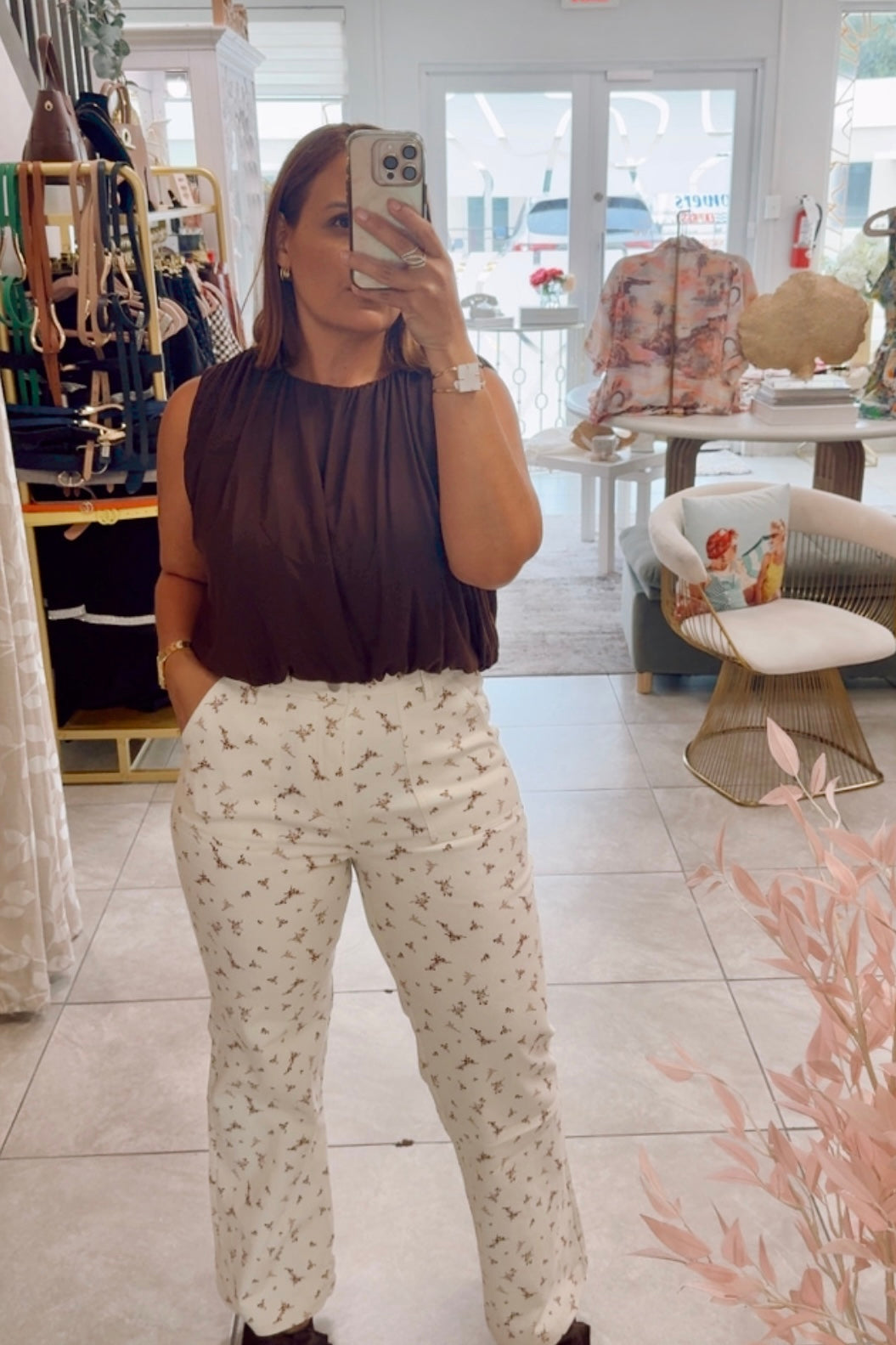 Floral twill pant