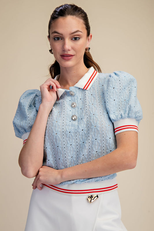 Light blue lace top
