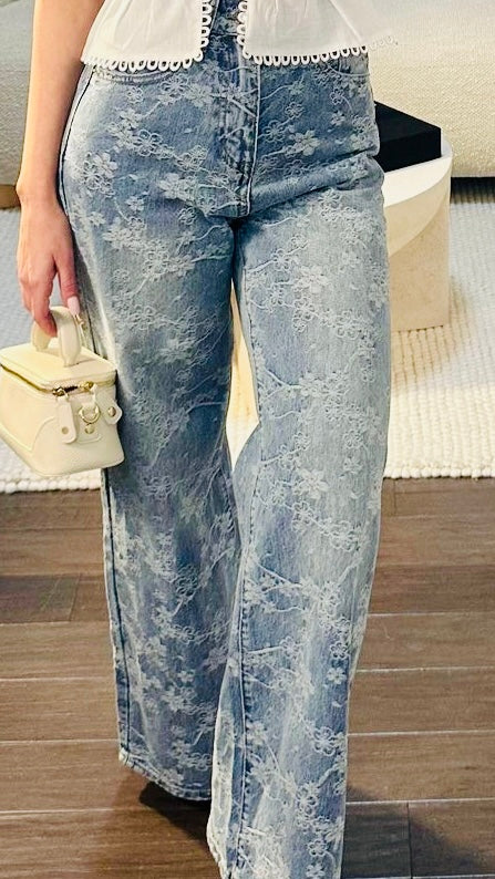 Floral Embroidery Jean
